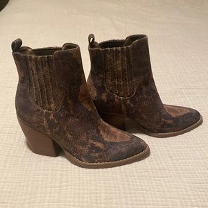 Snake print booties